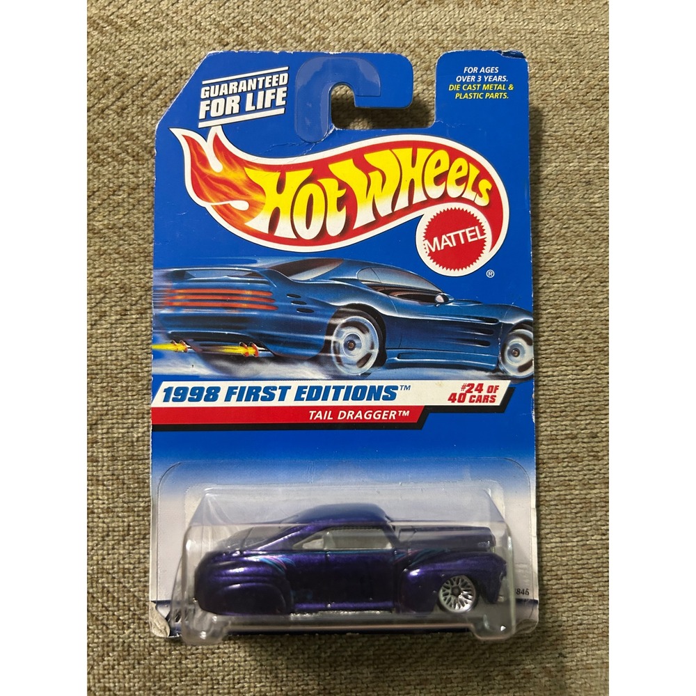 Hot Wheels 1998 First Editions Tail Dragger‎ Purple #659 Mattel 18846 Die-Cast